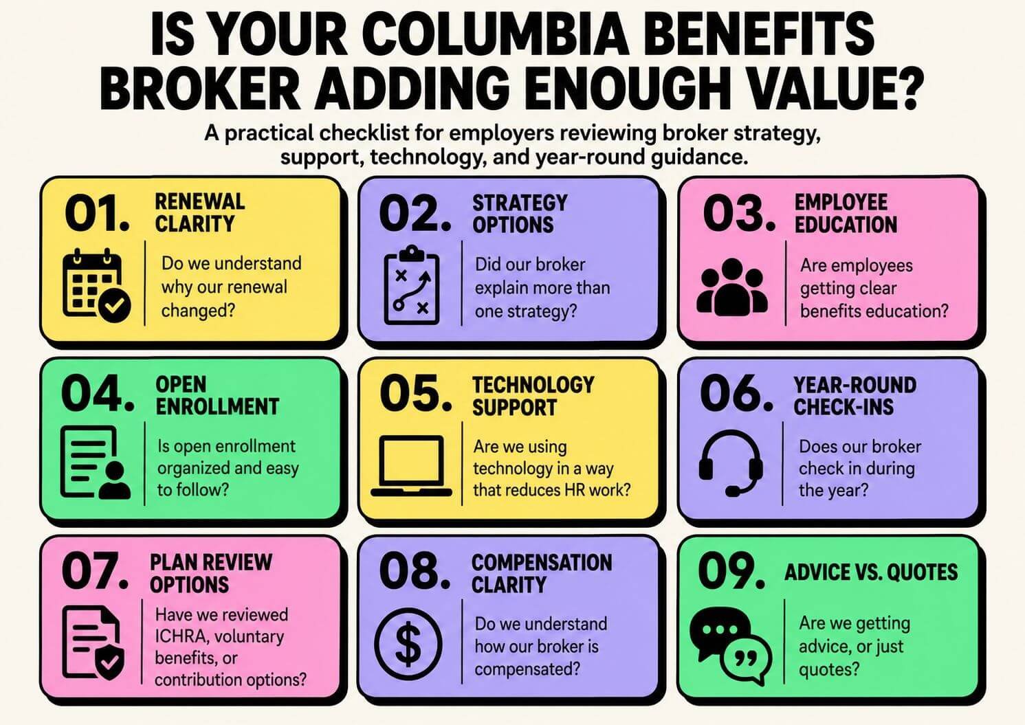 How a Columbia Benefits Broker Adds Value Columbia benefits broker value checklist for employers