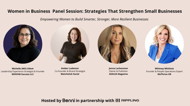 women-in-business-panel-session Benni Agency Women in Business panel session featuring speakers Michelle Odom, Amber Ludemann, Jenna Lachenman, and Whitney Whitlock.